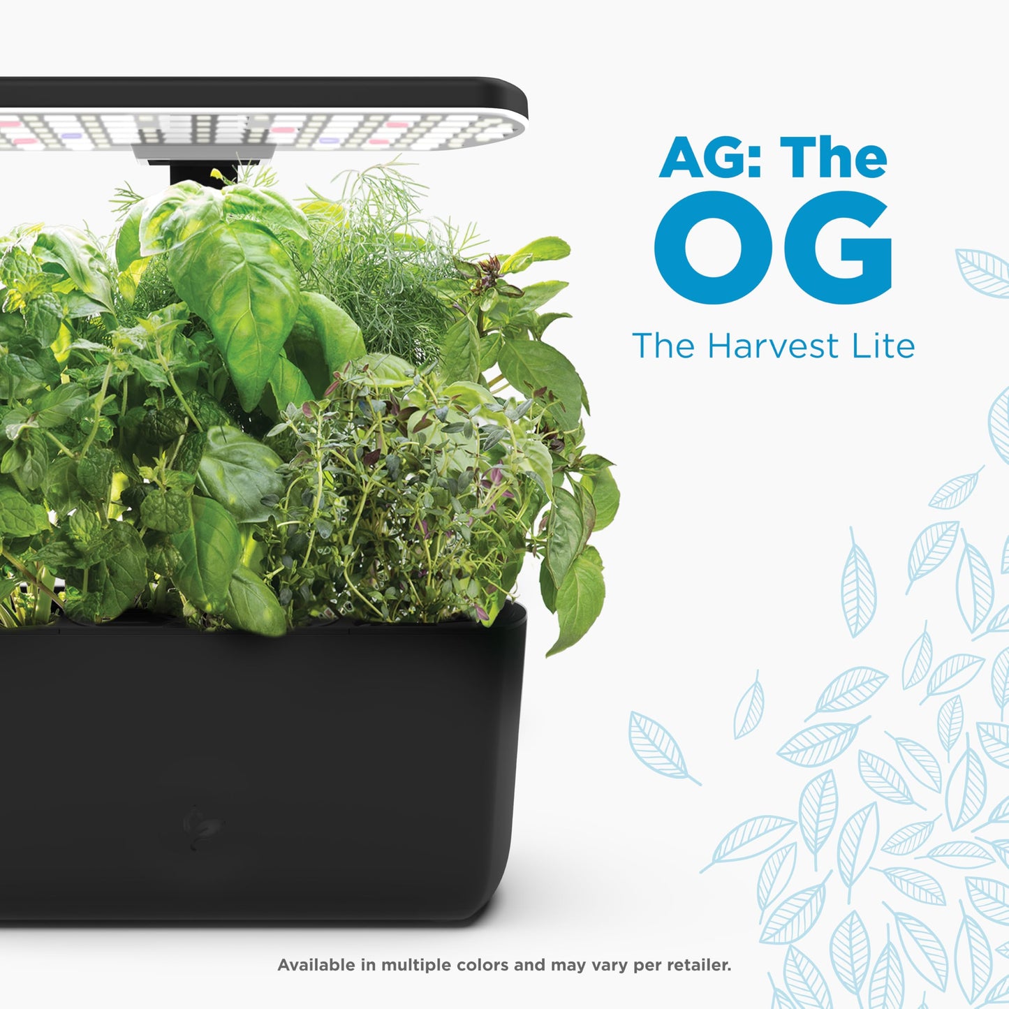 AeroGarden Harvest Lite in Black, Soil-Free Indoor Hydroponic Garden with LED Grow Light for Year-Round Gardening of up to 6 Herbs and Vegetables