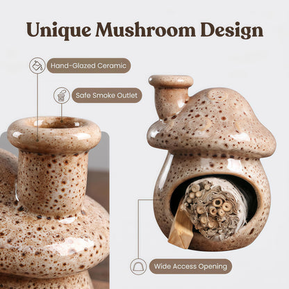 Zynzthos Mushroom Incense Holder, Ceramic Palo Santo Holder – Suitable for Burning Sage & Palo Santo - Mini Chimenea-Style Burner, an Incense Burner for Spiritual Meditation, Yoga or Home Decoration
