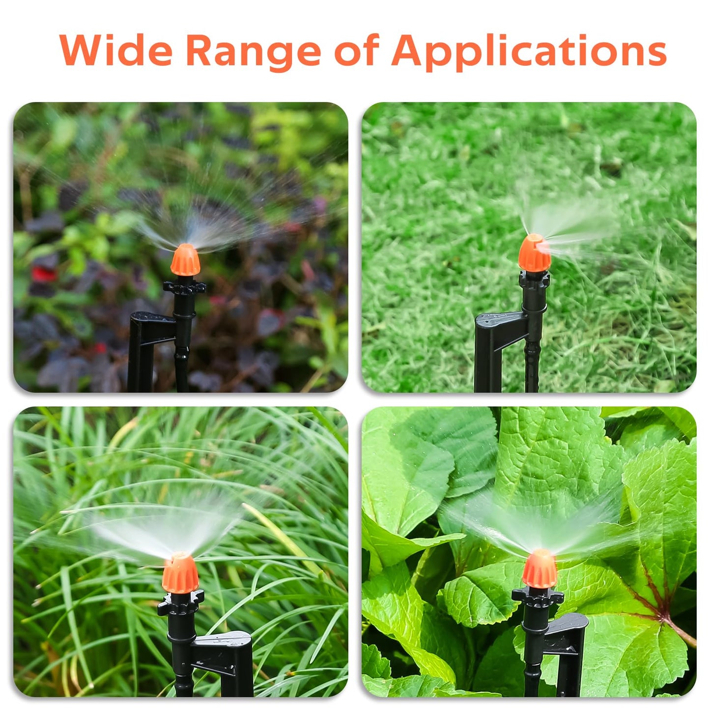 La Farah 180 Degree Irrigation Sprinkler Heads: Micro Sprinkler Nozzle on 12 Inch Stake with 1/4" Tubing - Drip Spray Emitters for Garden Irrigation System (20 Pack)