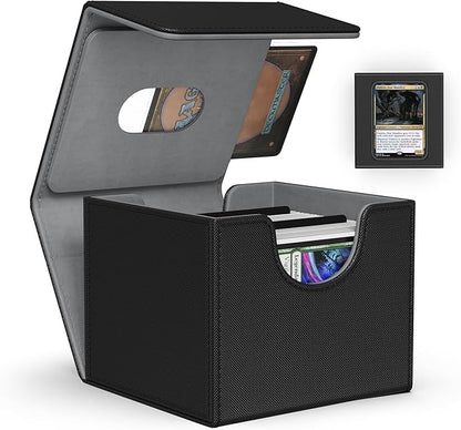 ZLCA MTG Commander Deck Box, Card Deck Box for Trading Card, Holds 110+ Double Sleeved Cards Fits for Magic Cards TCG CCG (Black)