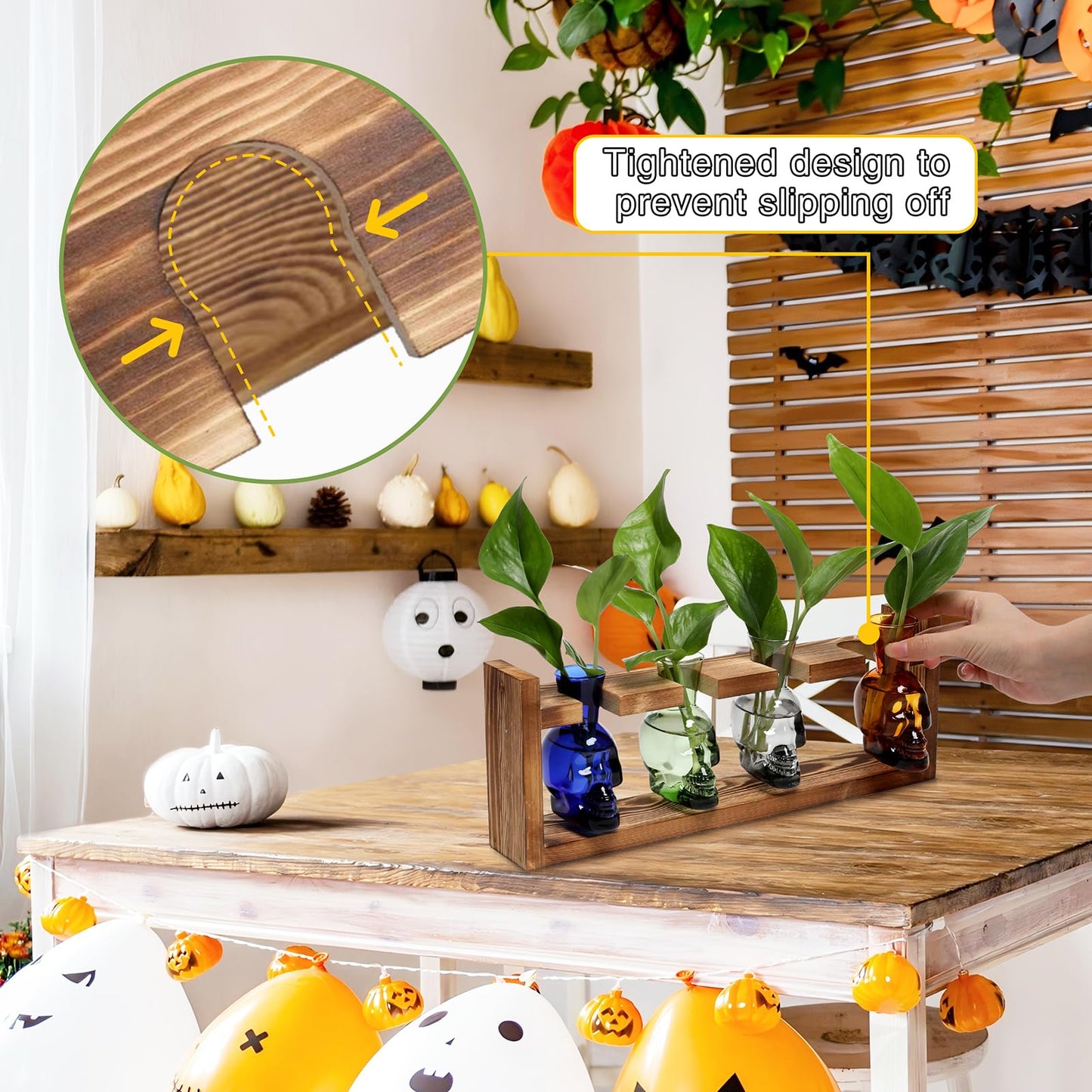 Plant Propagation Stations Halloween Skull Plant Terrarium Kit Glass Vases Gift for Father Air Planter Home Office Decor