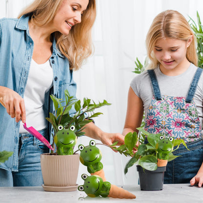 4PCS Terracotta Self Watering Spikes, Frog Shaped Self Watering Globes, Slow Release Self Watering Planter Insert, Plant Watering Globes for Indoor and Outdoor Plants