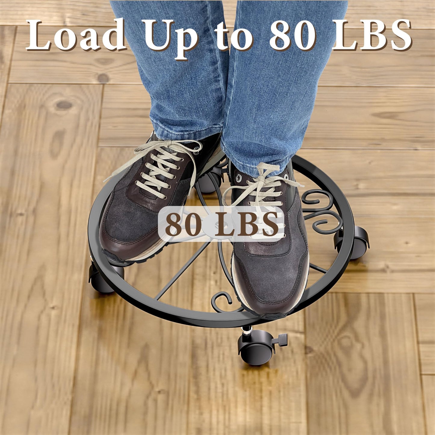 KOOKASHOP 10" Plant Caddy with Wheels, 1 Pack Plant Stand with Wheels, 360° Lockable Plant Rollers Plant Dolly, Plant Tray with Casters for Indoor and Outdoor.