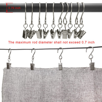 AMZSEVEN Stainless Steel S Hooks Curtain Clips, 50 Pack Hanging Party Lights Clips, Hangers Gutter Photo, Art Craft Display, 3 Inch Long, Silver