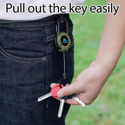 Retractable Keychain Heavy Duty, Multitool Carabiner Badge Holder, Retractable Keychain Clip Id Holder, Upgraded 58cm Stainless Steel Cord, Suitable for Men and Women Black