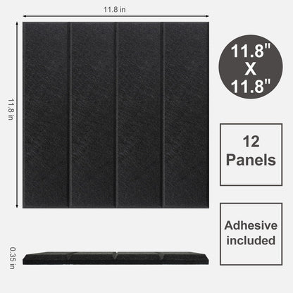 Large Cork Board Alternative 48" X 36" Bulletin Board - 12 Pack Removable Felt Wall Tiles, Cork Wall Tiles Bulletin Board Home Office Essentials - Black