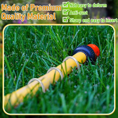 Yaocom 100 Pcs 6 Inch Drip Irrigation Stakes Curved Garden Hose Stakes Metal U Shape Soaker Hose Irrigation Tubing Parts Staples for Ground, Hold Drip Tubing up to 1/2" 5/8'' Diameter