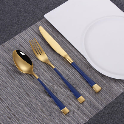 Blue-Gold Silverware ZILNEHZ Flatware Set for 8 Stainless Steel Cutlery Set Elegance Luxury Tableware Set Forks and Spoons Utensil Sets for Home Restaurant Dishwasher Safe