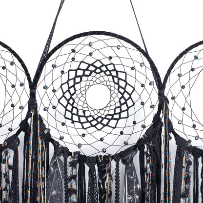 ANROYE Black Triple Moon Goddess Macrame Wall Hanging, Wicca Crescent Dream Catcher for Witch Home, Dreamcatcher for Bedroom Decoration, Pagan Woven Tapestry for Wiccan Adults Decor