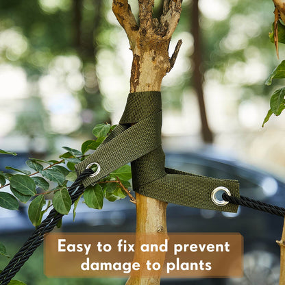 32 Pieces 15.74 Inches Tree Straps for Staking with Grommet Heavy Duty Tree and Plant Supports Stakes for Guying Staking Newly Planted Sapling Straight and Hurricane Protection (Military Green)