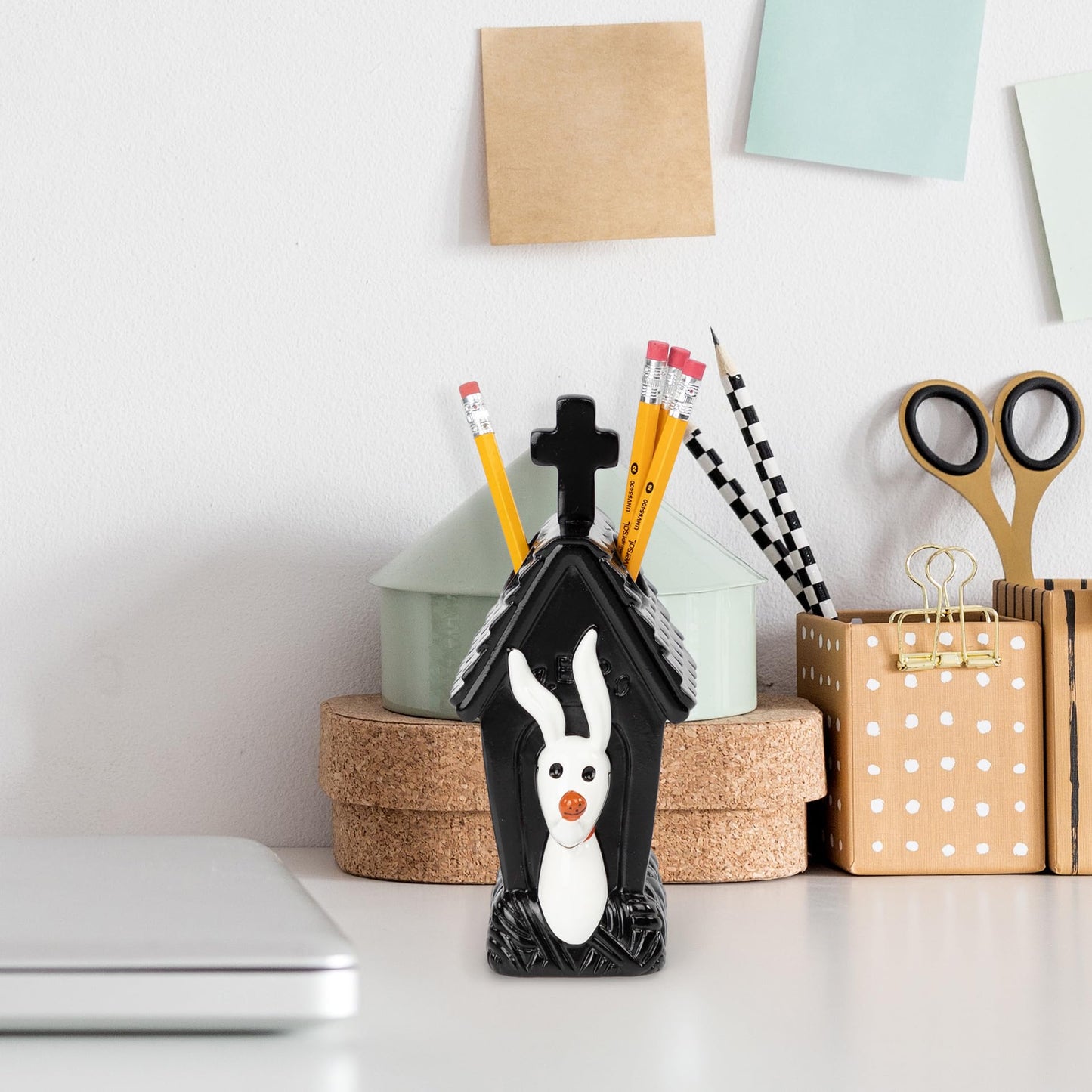 Disney Nightmare Before Christmas Toothbrush Holder - Black & White Resin Pencil Holder Features Zero - Bathroom Storage
