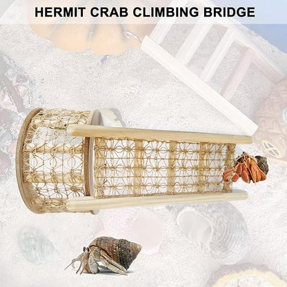 Hermit Crab Climbing Straight Ladder Wooden and Rope Hermit Crab Climbing Wall Hermit Crab Climbing Toys Small Animal Cage Accessories for Bird Parrot Lizard Chameleon Reptile