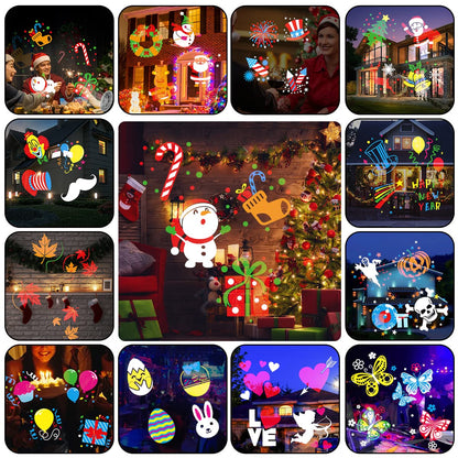 4th of July Outdoor Projector Lights,Syslux Halloween Christmas Projector Lights 16 HD Slides LED Waterproof Light Indoor Lights with Remote Control for Party Garden Halloween Xmas Landscape Decor