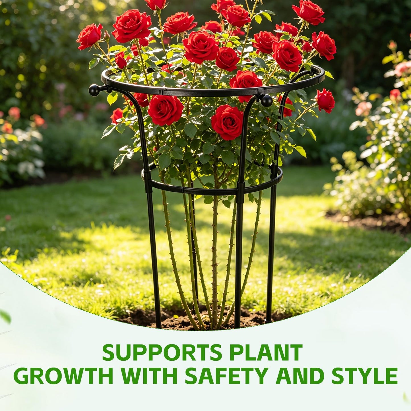 2 Pack Large Peony Cages and Supports, 26" H x 20" D Grow Through Plant Support Rings, Sturdy Garden Trellis, Plastic Rings with Stainless Steel Core Stakes for Peonies, Roses & Top-Heavy Blooms