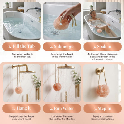 UMAID Himalayan Pink Salt Rock for Shower & Bath – Salt Buddy™ 2 lb Hanging Mineral Stone for Spa-Inspired Relaxation, Self-Care & Bath Soaks, Unique Wellness & Home Spa Gifts for Men & Women