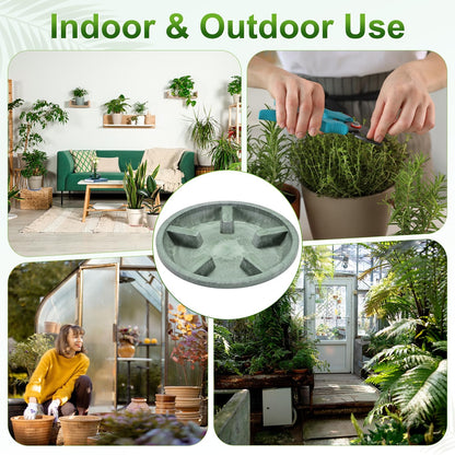 M METERXITY 2-Pack Plant Saucer, 6.3 Inch/16 cm Plastic Plant Trays Thicker for Pots/Indoor/Outdoor/Water Drainage and Protection, Flowerpot Drip Tray [Green Veins]