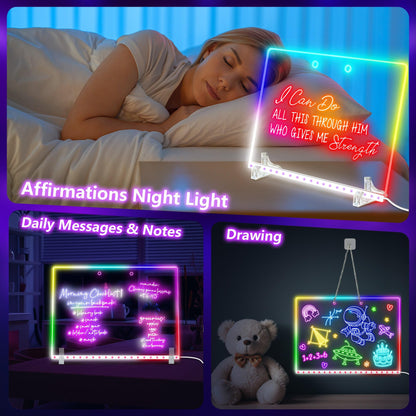 XoBathti 16" LED Drawing Board for Kids - Light Up LED Note Board with Colors & 18 Tracing Stencils, Birthday Gifts for Girls Ages 5-12, Glow Doodle Pad Art Set, 39PCS