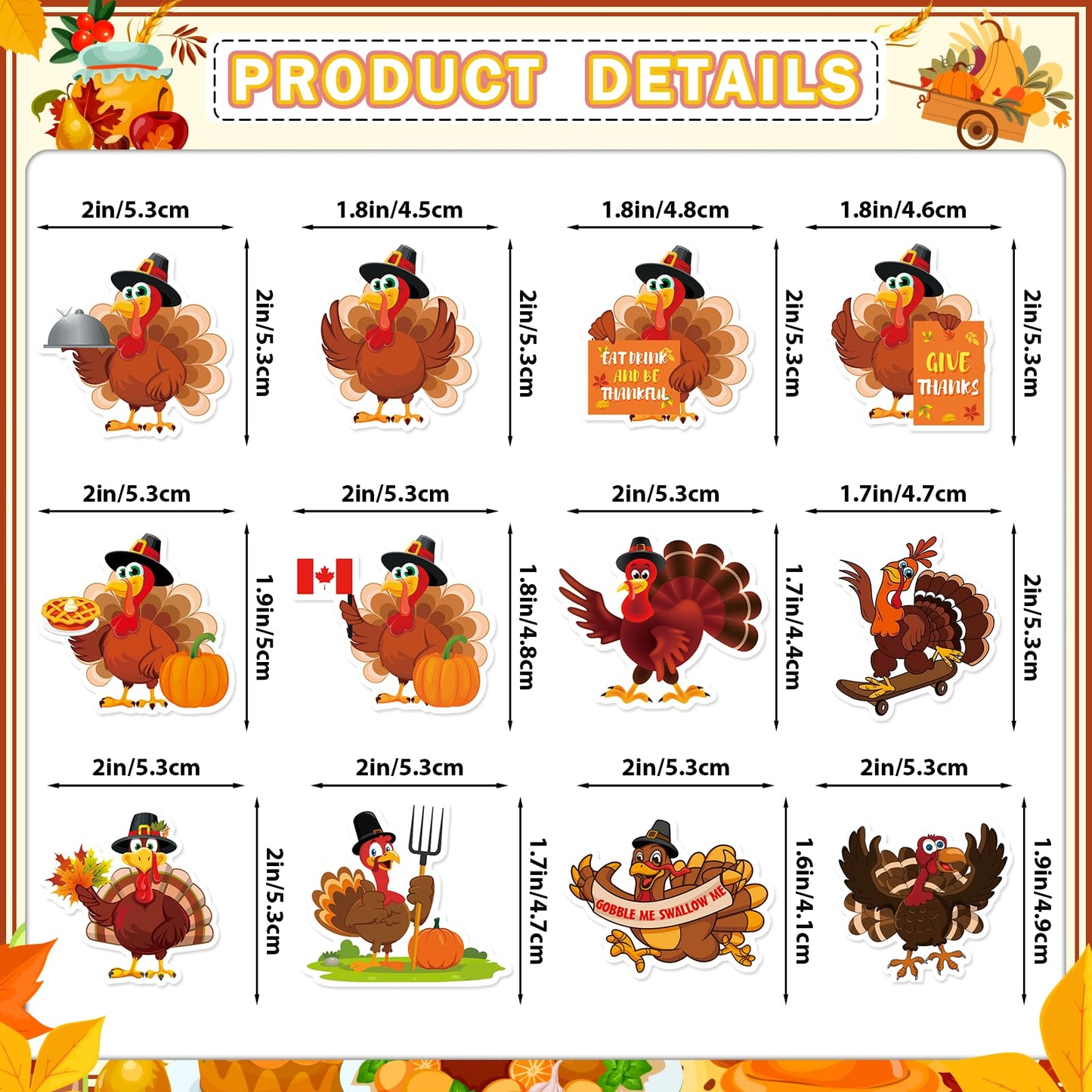 36Pcs Thanksgiving Cupcake Toppers Friendsgiving Turkey Cupcake Toppers Thanksgiving Cake Decorations Friendsgiving Cake Toppers