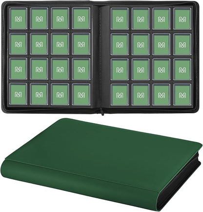 16 Pocket Toploader Binder,Holds 640 Top Loaders,Top Loader Binder for 3" x 4"Rigid Cards,Sleeves Card Collection Binder,20 Double Sided Pages,Compatible with Trading & Sports Holder (16Dark Green)