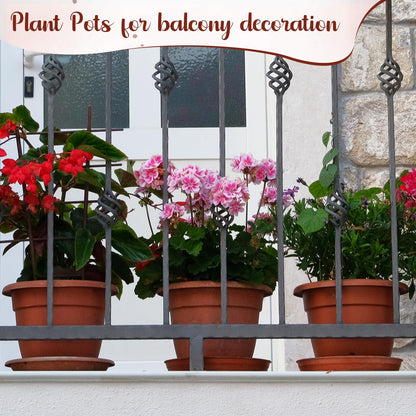 Sunnychicc 12 Pack 10'' Plastic Plant Pots Round Planter Pots with Saucer Tray Seedling Pots with Holes Seed Resin Plant Pot Starting Nursery Flower Container with Pallet for Garden Outdoor Indoor