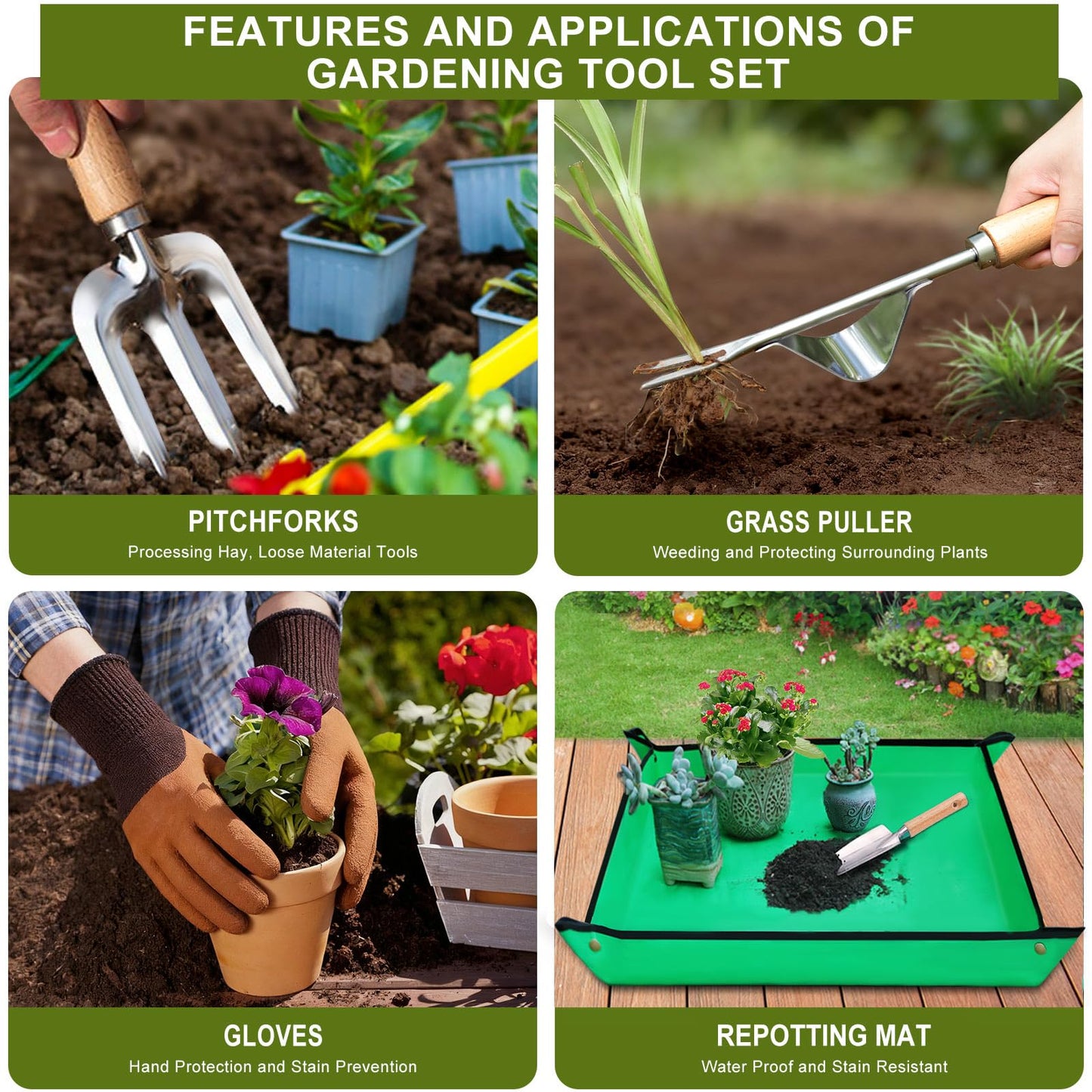 Kynup Gardening Tools, Garden Tools Set-9 Piece Gardening Gift for Women, Gardening Kit Ideal Hand Gardening Spades, Thickened Stainless Steel, Rust-Proof, Garden Supplies, Essentials, Garden Stuff
