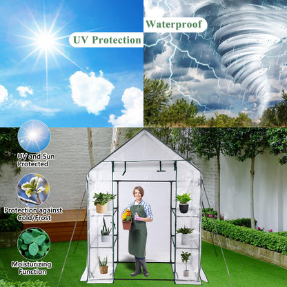 Greenhouse, Portable Mini Walk-in Green House for Outdoors with Roll-up Zipper Door, Anchors, and UV-Resistant Cover