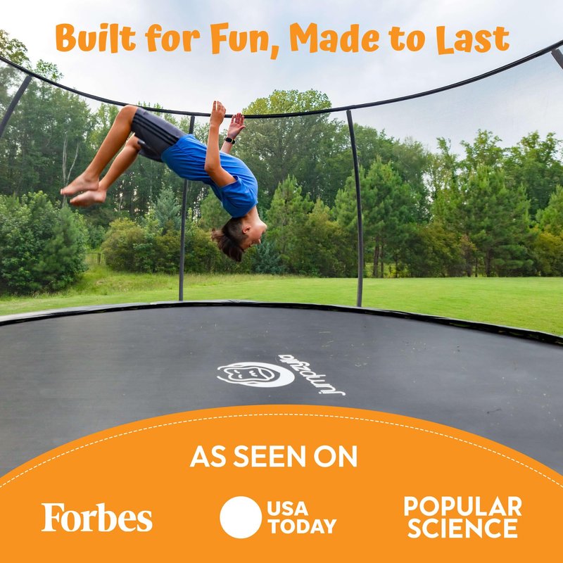 JUMPZYLLA Trampoline Outdoor 8FT 10FT 12FT 14FT 15FT 16FT with Enclosure and Ladder, ASTM Approved Recreational Trampoline for Kids and Adults, Anti-Rust Coated Frame (Yellow, 10FT)