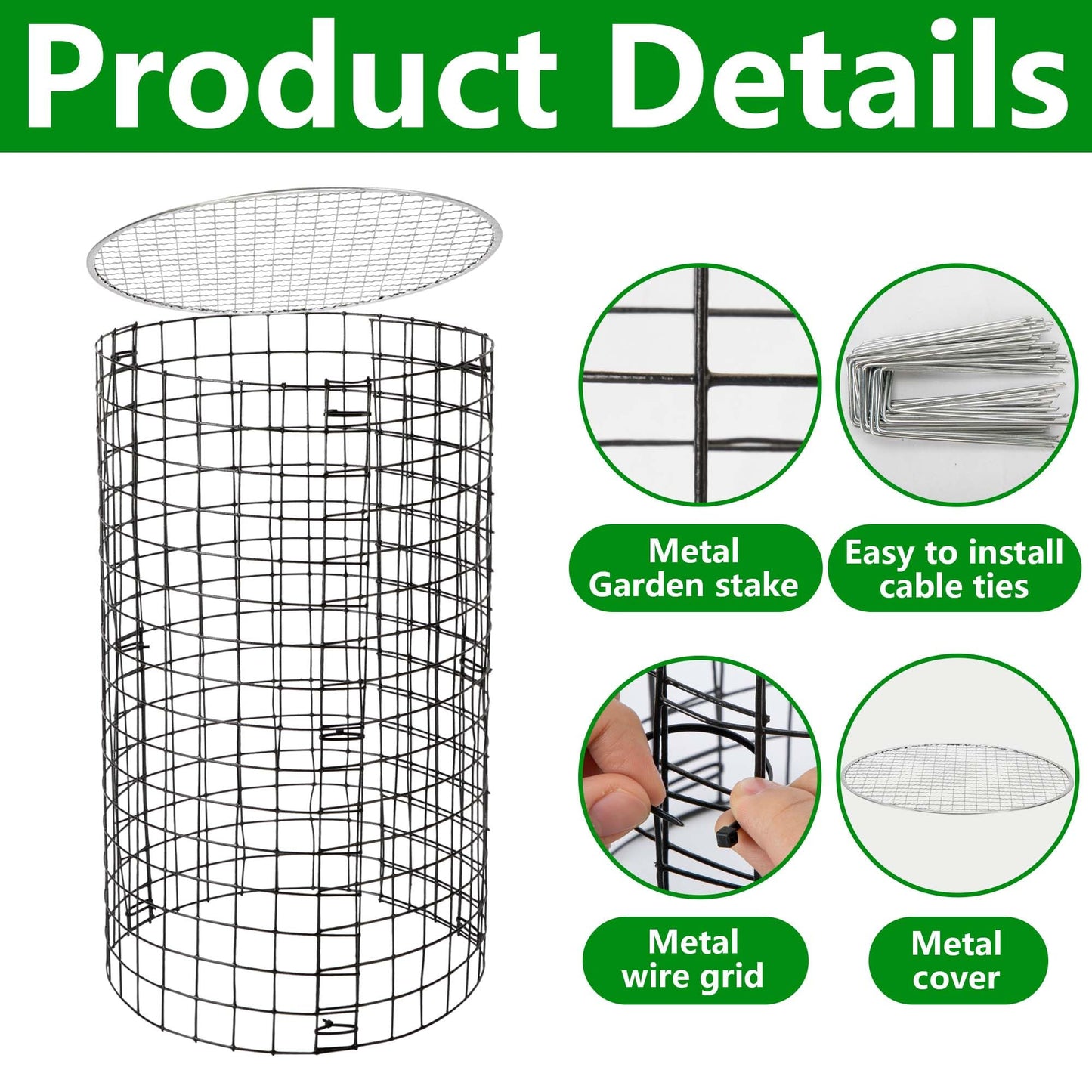 Adnee 8 Pack Wire Plant Protector with Cover-20" x 11" Detachable Metal Plant Protectors Mesh-Garden Plant Protectors for Flower Vegetable to Keep Animals Out