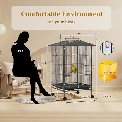 Large Parakeet Cage,Small Bird Cage,Cockatiel Cage for Birds with Covers,Parrot Cage Accessories for Finch,Cockatiels,Conure Bird,Budgie,Pigeon,Canary,Lovebird,Quaker (Meduim Birdcage)