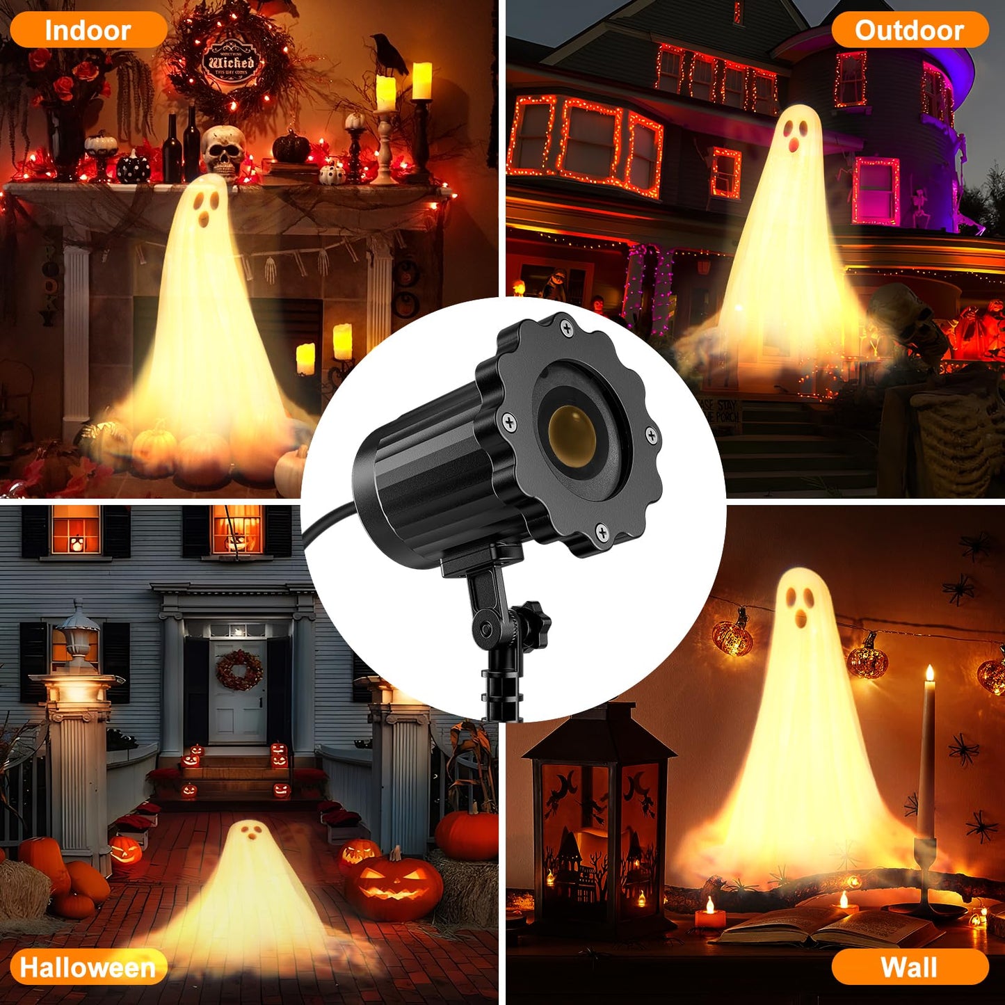 Halloween Projector Lights Outdoor,3D Dynamic Ghost Decorations Light,2026 Upgraded Clearer Ghost HD Patterns,Night Light for Home Window Wall Halloween Decor