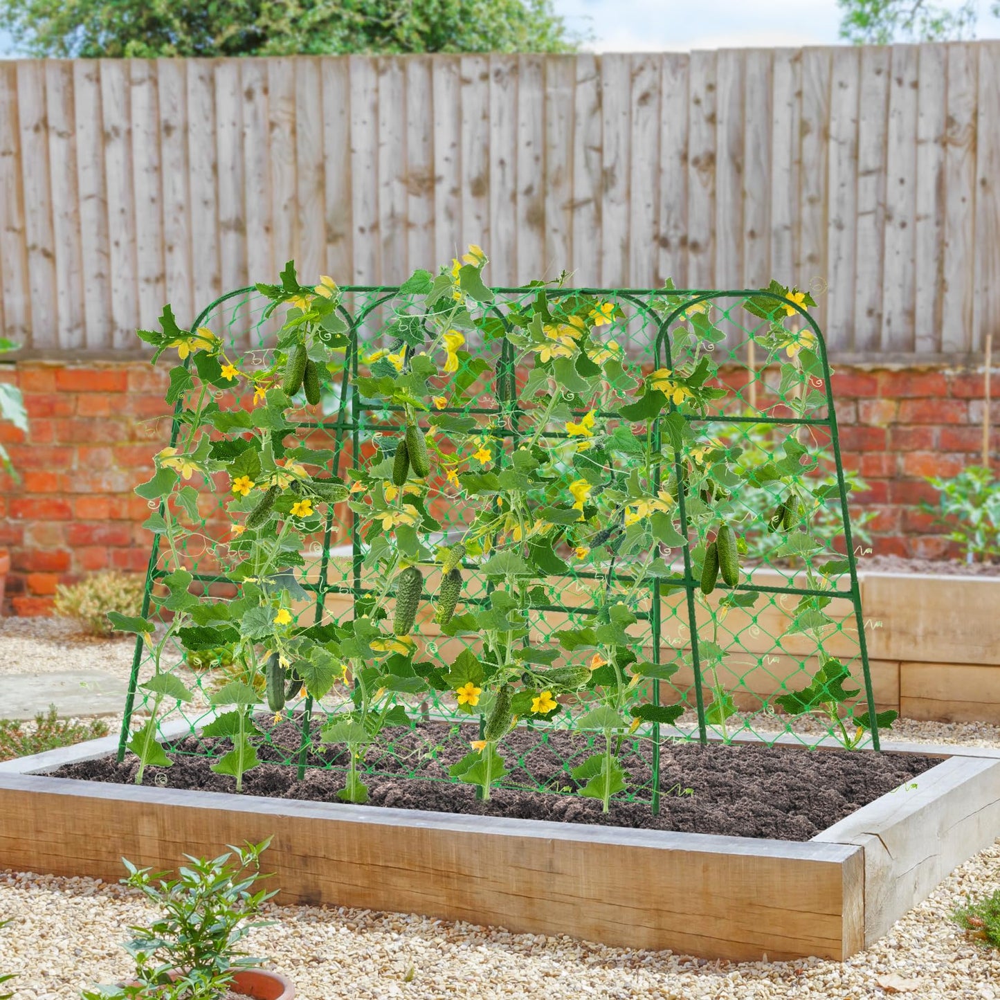 Large Cucumber Trellis for Raised Bed, U-Shape Garden Trellis for Climbing Plants Outdoor,Adjustable Metal Arch Vegetables Trellis,Plant Support Garden Stakes for Vine (Green,49.2x49.2x23.6)