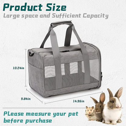 PINVNBY Small Pet Carrier, Guinea Pig Carrier, Bunny Carrier for Travel Camping Outdoor, Breathable Pet Portable Hand Bag for Hamster Rabbit Guinea Pig（Gray）