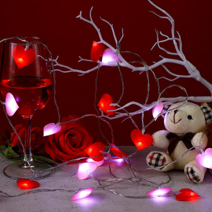 Zhanmai Heart String Lights - 10 ft, 20 LEDs, Battery Operated, Indoor/Outdoor Decor for Valentines Day, Wedding, Party
