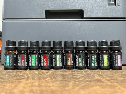 Ultimate Aromatherapy Diffuser & Essential Oil Set - Ultrasonic Top 10 Oils Modern with 4 Timer 7 Ambient Light Settings Therapeutic Grade Lavender