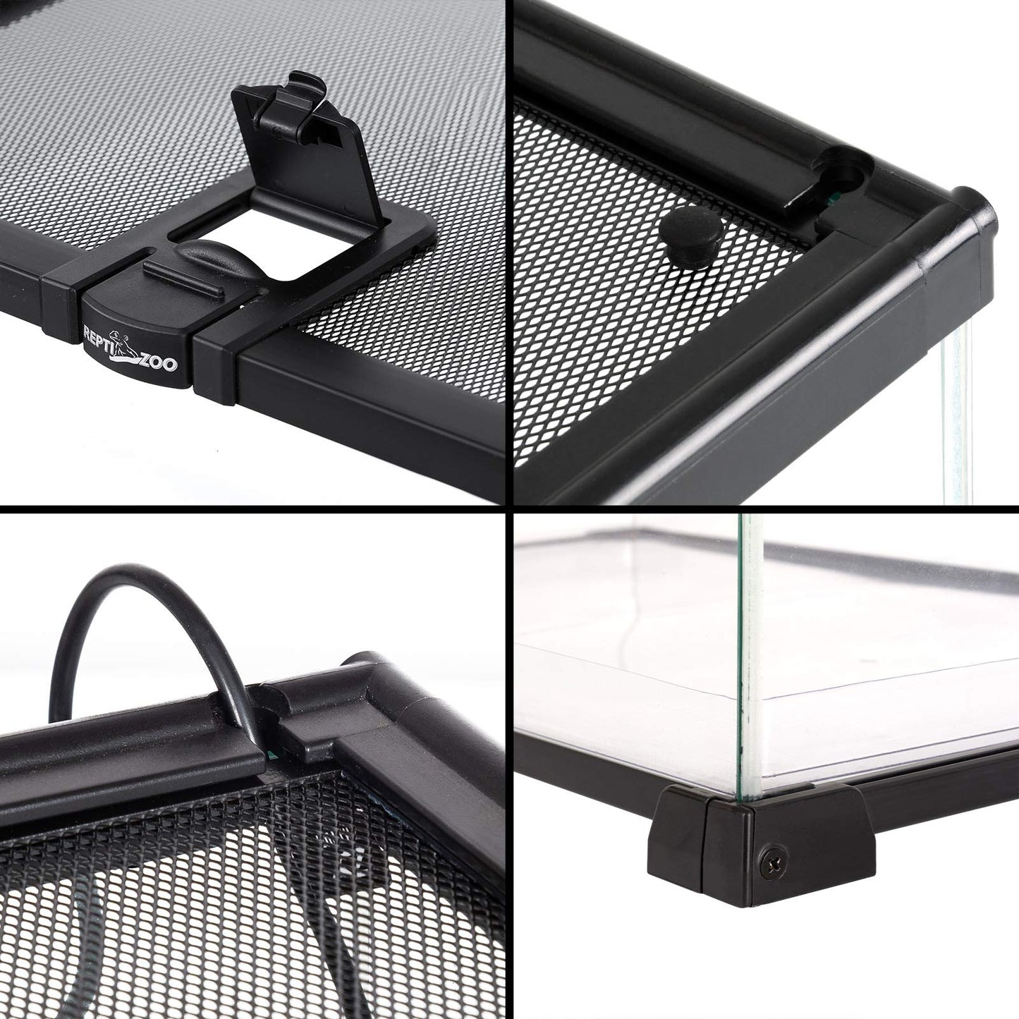 REPTI ZOO Full Glass 15 Gallon Reptile Tank, Medium Reptile Terrarium for Gecko Hermit Crab Hognose Snake etc, Top Screen Ventilation & Feeding