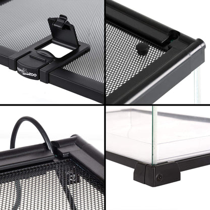 REPTI ZOO Full Glass 15 Gallon Reptile Tank, Medium Reptile Terrarium for Gecko Hermit Crab Hognose Snake etc, Top Screen Ventilation & Feeding