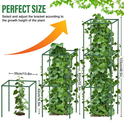 3 Pack Tomato Cages with Clips & Garden Wire, Outdoor Heavy Duty Steel Square Tomato Plant Support Stakes Garden Trellis for Climbing Plants Vegetables Flowers Fruits (41.5 Inch)