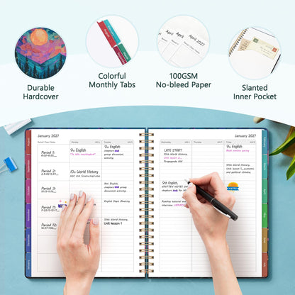 Teacher Lesson Planner 2026-2027 Academic Year, Aug 2026-Jul 2027, Deluxe 26-27 Lesson Plan Book for Teachers Supplies & Homeschool Planner with Pocket & Monthly Tabs, 8.5" x 11", Wild Mountain