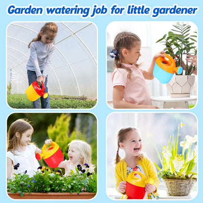 Lenwen 6 Packs Plastic Watering Can for Kids Garden Equipment Toy Watering Pail for Girls and Boys Plant Watering Can Bath Garden Toys Gardening Beach Tools (3 Colors)