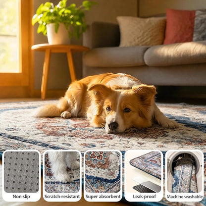 Washable Pee Pads for Dogs, Reusable Puppy Potty Training Pads, Ultra-Absorbent Thick Waterproof Leak-Proof Non-Slip Pads & Mat for Crate, Playpen, Floor, Whelping & Housebreaking , 2 Pack 24"x48"