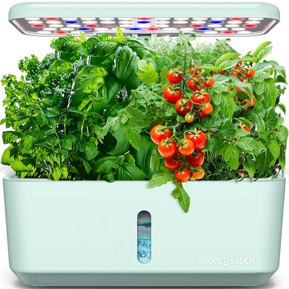 Ahopegarden Indoor Garden Hydroponics Growing System: 10 Pods Plant Germination Kit Herb Vegetable Growth Lamp Countertop with LED Grow Light - Hydrophonic Planter Grower Harvest Lettuce