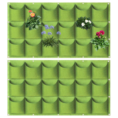 LITLANDSTAR 18 Pockets Hanging Grow Bags, 2 Pack Horizontal Wall Planter Plant Grow Bags Outdoor Indoor Hanging Planter for Balcony/Railing/Fence/Yard/Garden/Home Decoration, Green