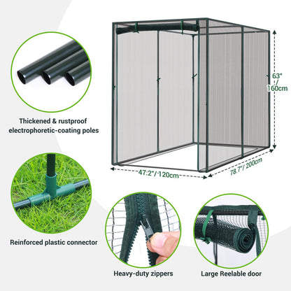 Ohuhu Crop Cages for Garden Plant:6.6x3.9x5.3 Ft Plant Protection Tent with Zippered Door, Raised Bed Cover, Garden Bed Cover with Frame, Wind-Resistant Plant Cages for Outdoor Plants