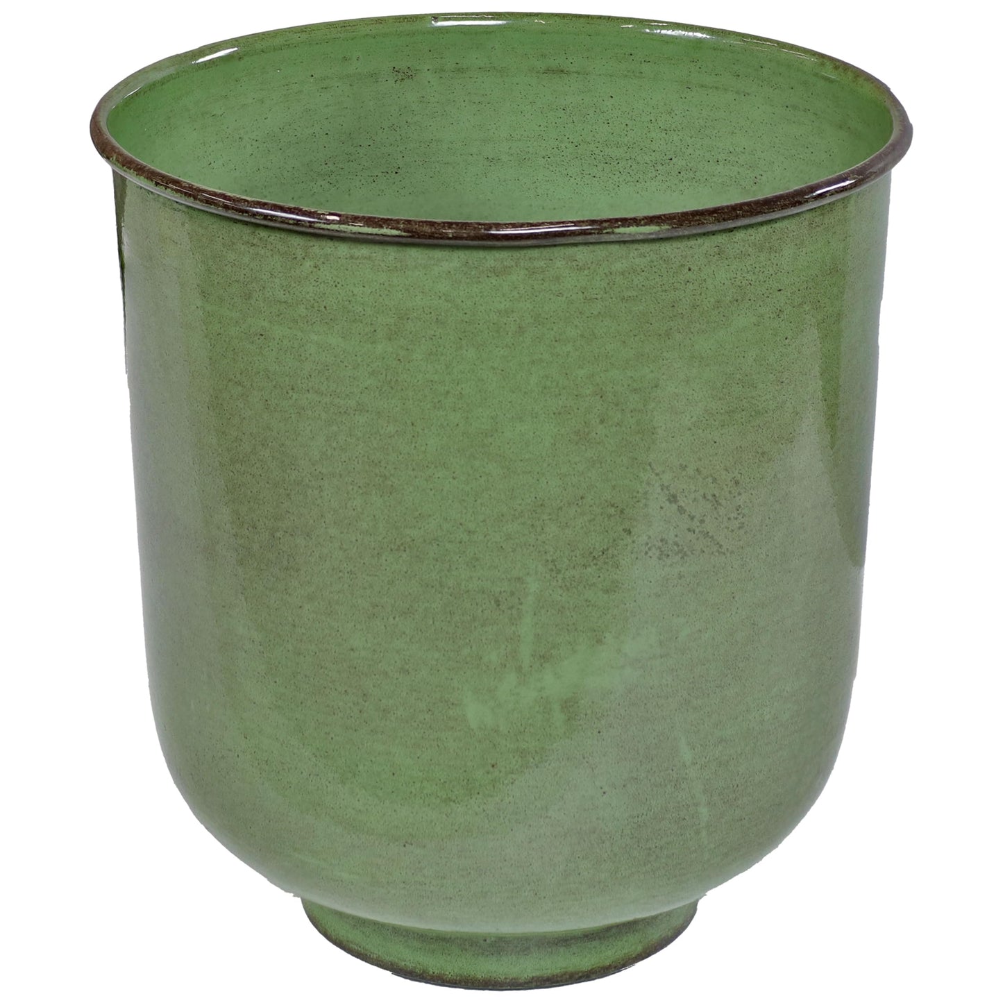 Sunnydaze Vivian 11" Metal Outdoor Plant Pot Set with Drainage Holes and Rubber Plugs - Jade Glaze - Set of 2