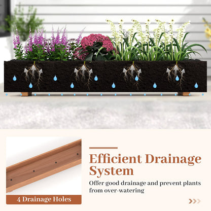 HAPPYGRILL Wooden Raised Garden Bed, Solid Wood Gardening Plant Container w/Drainage Holes for Flower Vegetable Fruit, Outdoor Elevated Planter Box for Patio Garden Yard Balcony (25”x 16”x 15”)