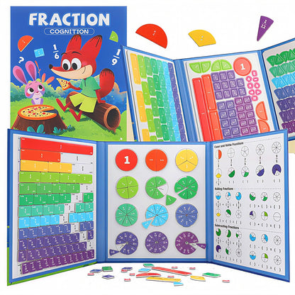 BlivEclat STEM Magnetic Fraction Demonstration Book for Kids with 152 Pcs Math Fraction Magnets Tiles and Disc Set Educational Math Learning Manipulatives Set