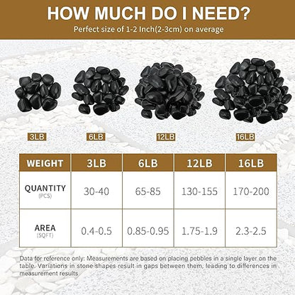 12lb Black River Rocks for Plants Indoor, 2-3Inch Pebbles for Vases Fillers, Decorative Gravel for Fish Tank, Natural Polished Stones for Succulent, Bonsai, Landscaping, Bird Baths