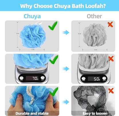 Chuya Large Bath Sponges Loofahs 70g,4 Pack Shower Sponge Exfoliating Cleaning Bath Loofa Body Scrubber Balls for Women Men Washing