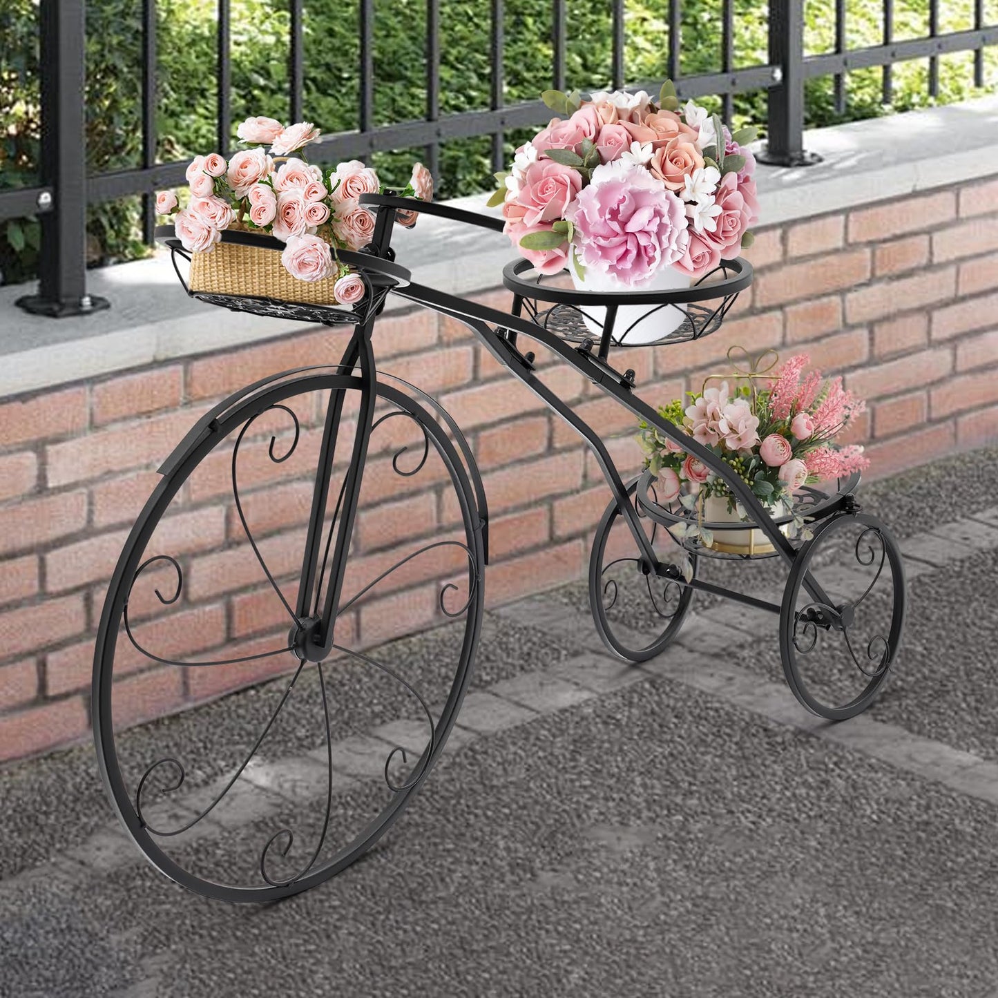 Crtohbnl Tricycle Plant Stand Large Detachable Bicycle Flower Shelf Flower Pot Cart Holder for Home Garden Patio