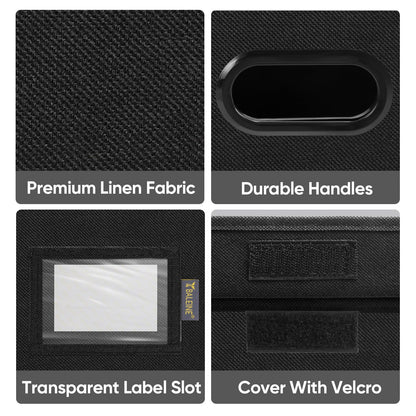 BALEINE File Organizer Box with Lid, Collapsible File Folder Organizer with Plastic Slide, Hanging File Folder Box for Office Document Storage (1 Pack, Black)